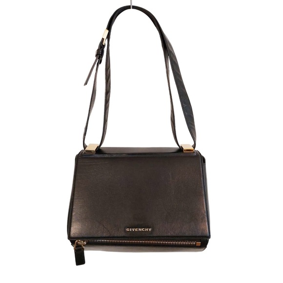 𝅺GIVENCHY Textured Calfskin Medium Pandora Box Crossbody Bag Black - Picture 1 of 9